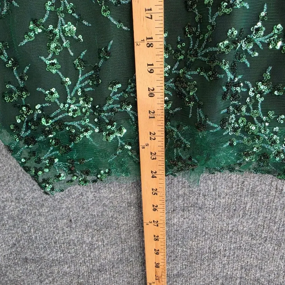 Reformation Skirt 0 Blanca in Forest Green Embellished Sequin Lace Midi Party